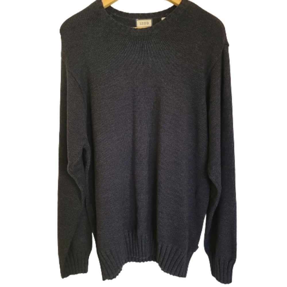 Izod Cotton Sweater Grey Men's Large